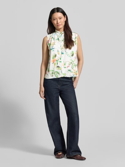Emily Van den Bergh Bluse mit Rüschenkragen und Knopfleiste Offwhite 1