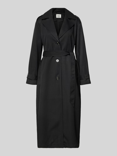 Produktfoto, Regular Fit Trenchcoat in Longline Modell 'LINE' von ONLY, Optik: Unifarben, Reverskragen, einreihige Knopfleiste, Schulterriegel, Gehschlitz, Langarm mit Riegel, seitliche Eingrifftaschen