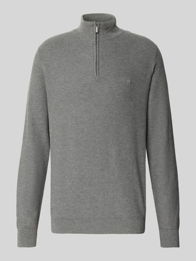 Fynch-Hatton Strickpullover mit Troyer-Kragen Mittelgrau 2