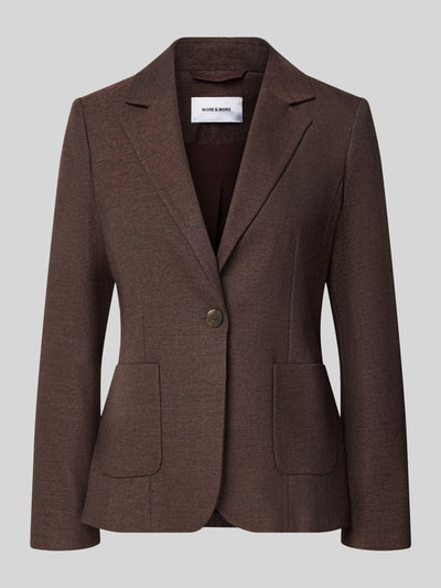 Produktfoto, Regular Fit Blazer mit Reverskragen von MORE & MORE in Braunton, Viskose-Mix, Knopf, aufgesetzte Taschen, neutrale Struktur
