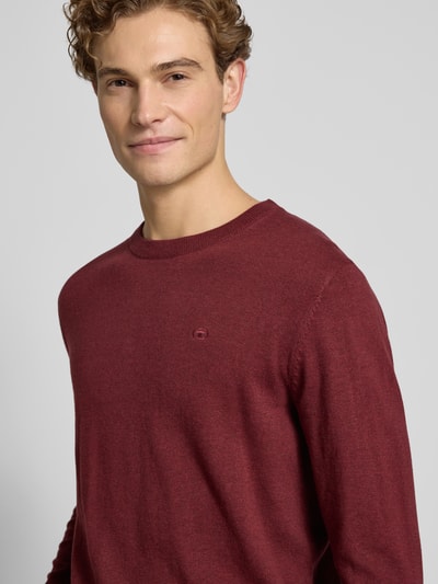 Tom Tailor Regular Fit Strickpullover aus reiner Baumwolle Bordeaux 3