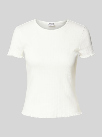 JAKE*S STUDIO WOMAN T-Shirt mit Rundhalsausschnitt und Wellensaum Offwhite 2
