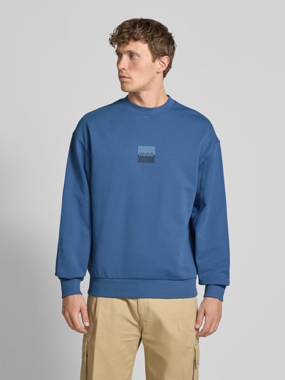 HUGO Sweatshirt mit Label-Print Modell 'Split Hugo' Rauchblau 4