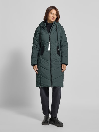 khujo Gewatteerde lange jas met capuchon, model 'ARIBAY' Donkergroen - 4