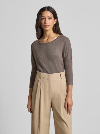 FREE/QUENT Sweter z dzianiny z mieszanki wiskozy z rękawem o dł. 3/4 model ‘JONE’ Szarobrązowy 4