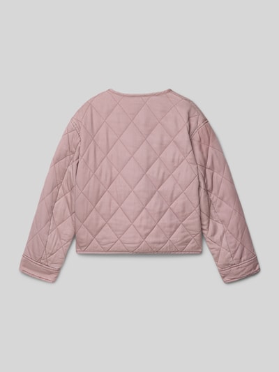 Produktfoto, Regular Fit Jacke aus reinem Lyocell Modell 'Dafne' von Mango in Rosa mit Stepp-Optik, aufgesetzten Taschen und Rundhalsausschnitt.