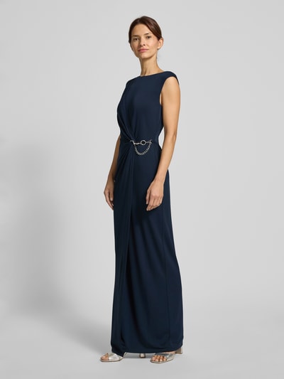 Lauren Ralph Lauren Abendkleid mit Rundhalsausschnitt und Raffungen Modell 'EBRELLE' Dunkelblau 1