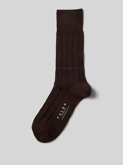 Falke Socken mit Label-Detail Modell 'LHASA' Dunkelbraun 1