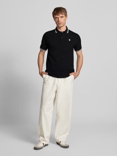 G-Star Raw Slim Fit Poloshirt mit Label-Stitching Modell 'Dunda' Black 1
