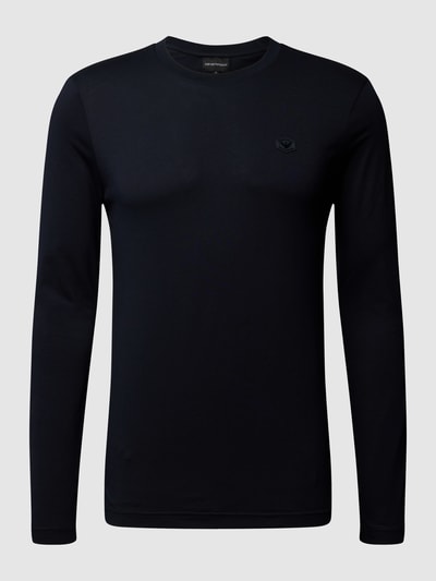 Emporio Armani Longsleeve aus Baumwolle mit Label-Applikation  Marine 2