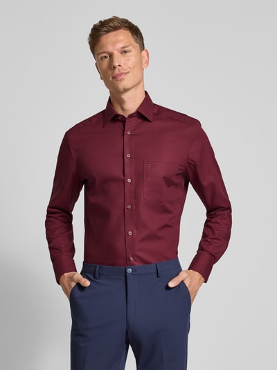 OLYMP Regular fit zakelijk overhemd van puur katoen Bordeaux - 4