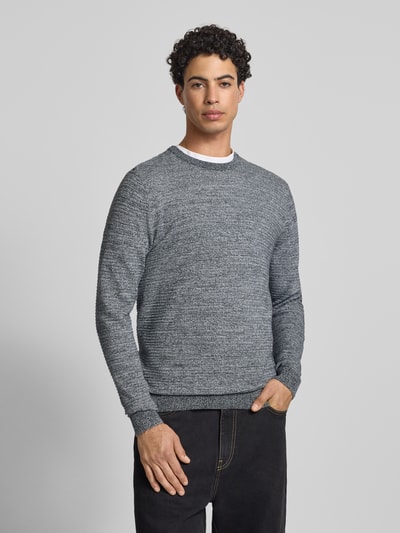 Jack & Jones Strickpullover mit Rundhalsausschnitt Modell 'OTTO' Dunkelgrau Melange 4