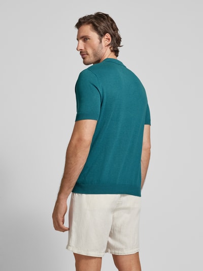 SELECTED HOMME Slim fit linnen poloshirt met platte kraag, model 'LAKE' Petrol - 5