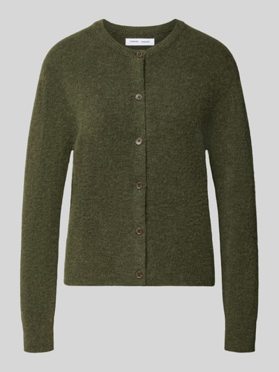 Samsøe Samsøe Regular fit cardigan van mix van wol en alpaca model 'NOR' Donkergroen - 1