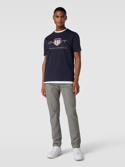 Gant T-shirt met labelprint, model 'ARCHIVE SHIELD' Marineblauw - 1