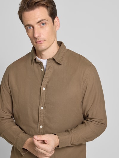 SELECTED HOMME Slim fit vrijetijdsoverhemd van puur katoen, model 'SLIMOWEN' Lichtbruin - 3