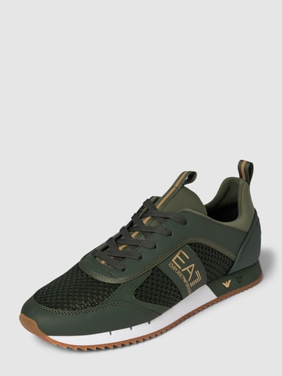 EA7 Emporio Armani Sneakers met labeldetails Kaki - 1