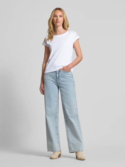 ZABAIONE T-Shirt mit geripptem Rundhalsausschnitt Weiss 1