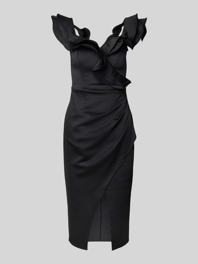 Lipsy Knielanges Cocktailkleid mit Volants Black 2