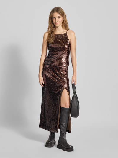 LeGer by Lena Gercke Top na ramiączkach z cekinami model ‘Inska’ Ciemnobrązowy 1