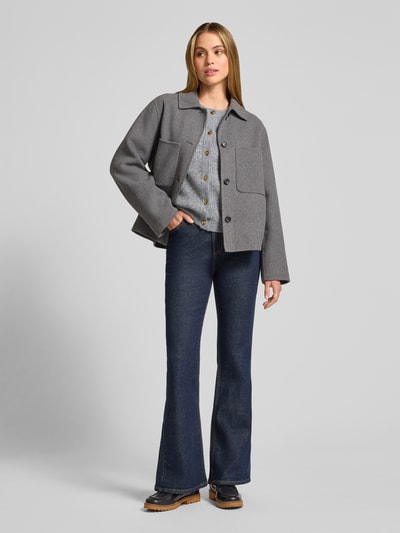 Jake*s Collection Regular Fit Strickjacke mit Woll-Anteil Silber Melange 1