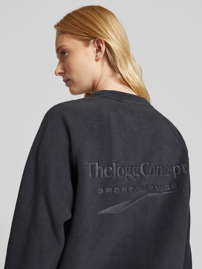 TheJoggConcept Sweatshirt mit geripptem Rundhalsausschnitt Modell 'CLAY' Anthrazit 3