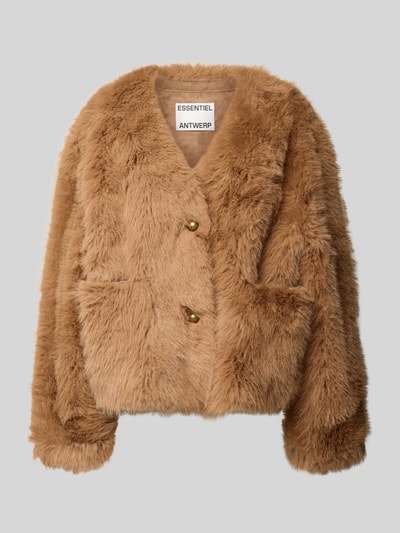 Essentiel Antwerp Boxy Fit Jacke aus Webpelz Modell 'IJACKET' Camel 2