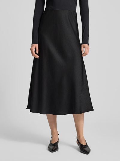 Neo Noir Midirok van satijn met elastische band, model 'Bovary' Zwart - 4