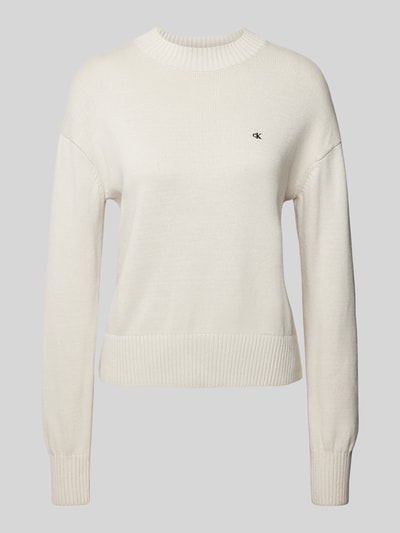 Calvin Klein Jeans Sweter z dzianiny z wyhaftowanym logo model ‘MONOGRAM’ Écru 1