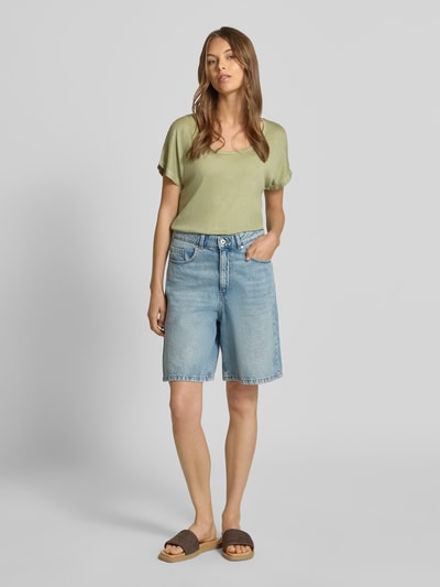 Marc O'Polo Relaxed fit T-shirt van een mix van katoen en viscose Lindegroen - 1