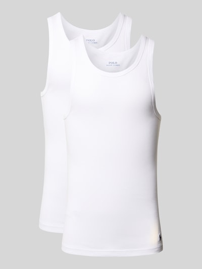 Produktfoto, Tanktop met ronde hals in set van 2 van Polo Ralph Lauren, puur katoen, regular fit, labelstitching, wit, glad oppervlak.