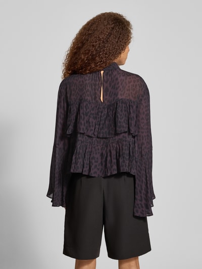 OH APRIL Blouse van viscose met volants, model 'Tessa' Donkerbruin - 5