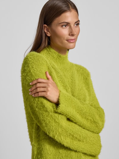 Luisa Cerano Strickpullover aus Woll-Mix mit Stehkragen Neon Gruen 3