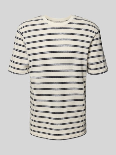 Only & Sons T-shirt met geribde ronde hals, model 'IAN' Offwhite - 2