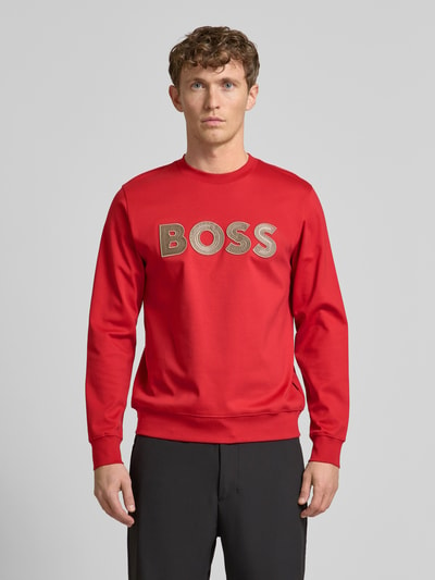 BOSS Sweatshirt met labelstitching, model 'Sharpe' Rood - 4