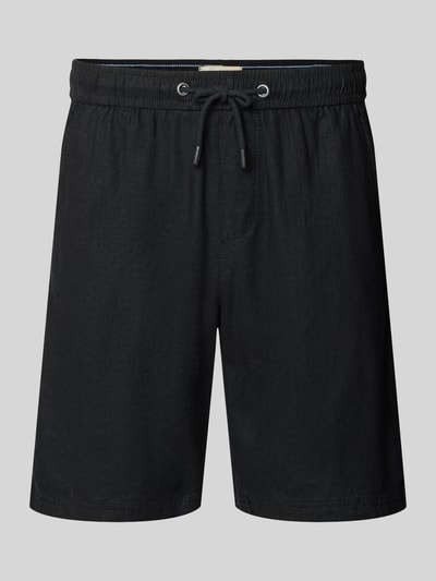 Productfoto, zwarte korte broek van linnen-viscose-mix, elastische band, steekzakken, model 'MALVIN' van Blend, regular fit, heren, bandwijdte maat M 37 cm, binnenbeenlengte maat M 23 cm