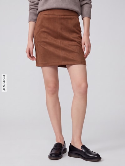 VERO MODA Uitlopende mini-rok van puur katoen model 'DONNADINA' Cognac - 4