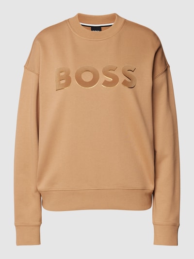 BOSS Black Women Sweatshirt mit überschnittenen Schultern Camel 2