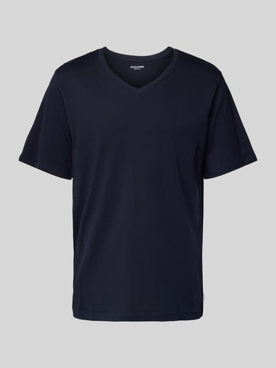 Jack & Jones T-Shirt mit V-Ausschnitt Modell 'ORGANIC BASIC' Dunkelblau 2