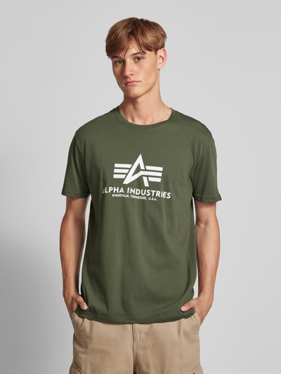 Alpha Industries T-Shirt mit Label-Print Dunkelgruen 4