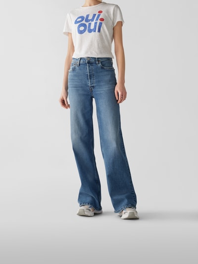 RE/DONE High Rise Flared Fit Jeans im Used-Look Jeansblau 4