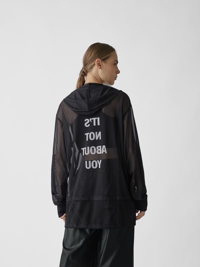 Helmut Lang Hoodie in semitransparenter Optik Schwarz 5