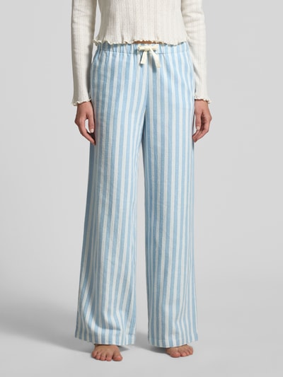 Jake*s Casual Wide leg pyjamabroek met tunnelkoord Lichtblauw - 4