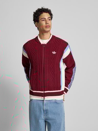 adidas Originals Regular fit jack in gebreide look, model 'Wicons' Bordeaux - 4