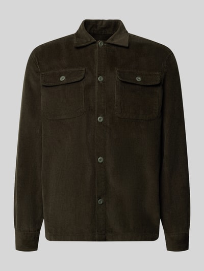 Produktfoto, Regular Fit Hemdjacke aus Cord Modell 'REGENT' von JACK & JONES in Dunkelbraun, reine Baumwolle, Kentkragen, sichtbare Brusttaschen