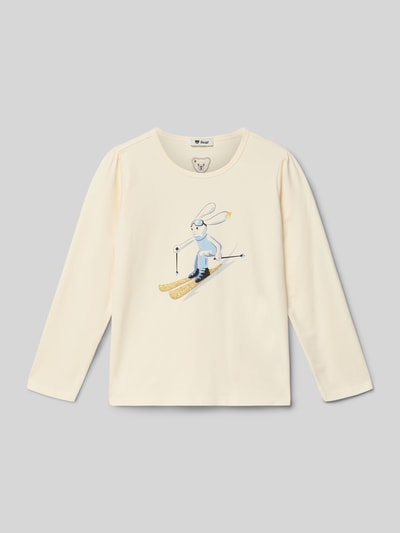 Steiff Langarmshirt mit Motiv-Print und Rundhalsausschnitt Ecru 1