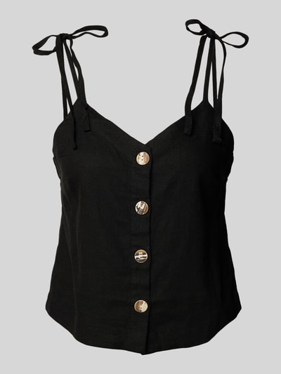 ICHI Top aus Leinen-Viskose-Mix mit Knopfleiste Black 2