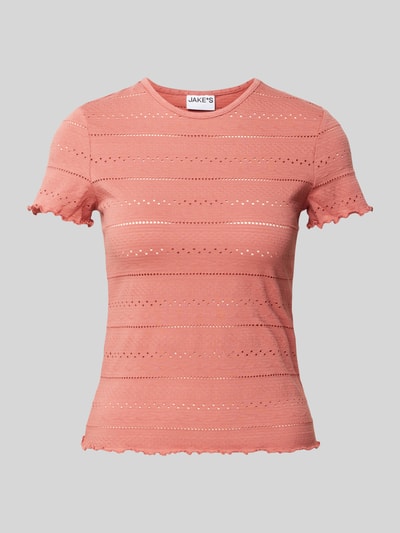 Jake*s Casual T-shirt met geschulpte zoom Terracotta - 2