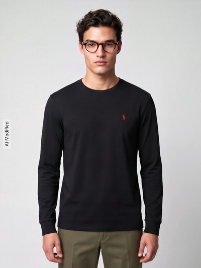 Polo Ralph Lauren Regular Fit Langarmshirt aus reiner Baumwolle Black 4