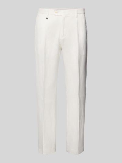 Antony Morato Regular fit linnen broek met bandplooien Wit - 2